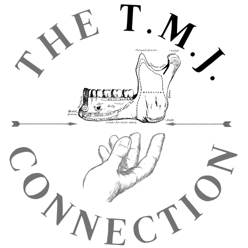 The T.M.J. Connection clinical course logo: A detailed, modern approach to understanding the temporomandibular joint, featuring anatomical jaw illustrations and manual therapy assessment.